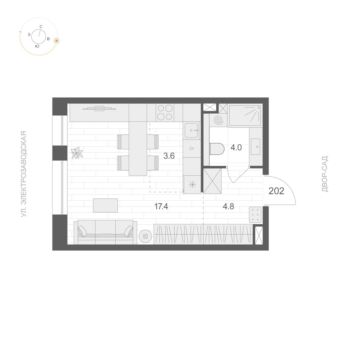 Планировка: Студия, 29.8 м²