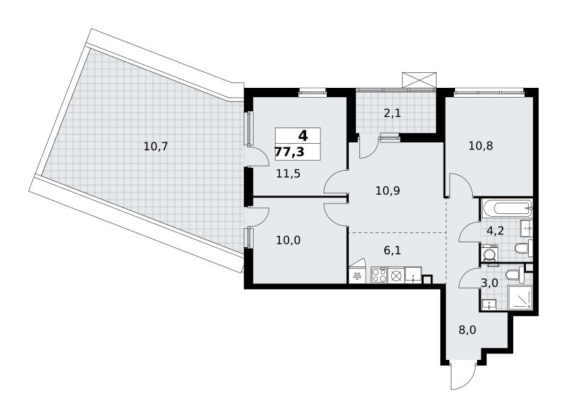 Планировка 77.3 м²