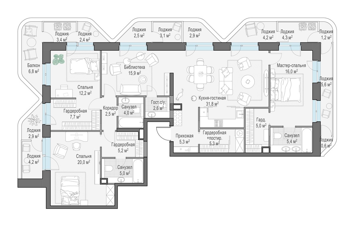 Планировка 164.7 м²