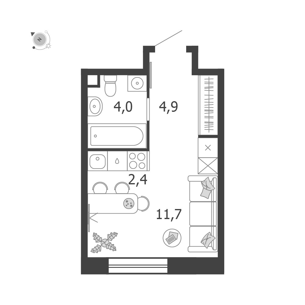 Планировка 23.0 м²