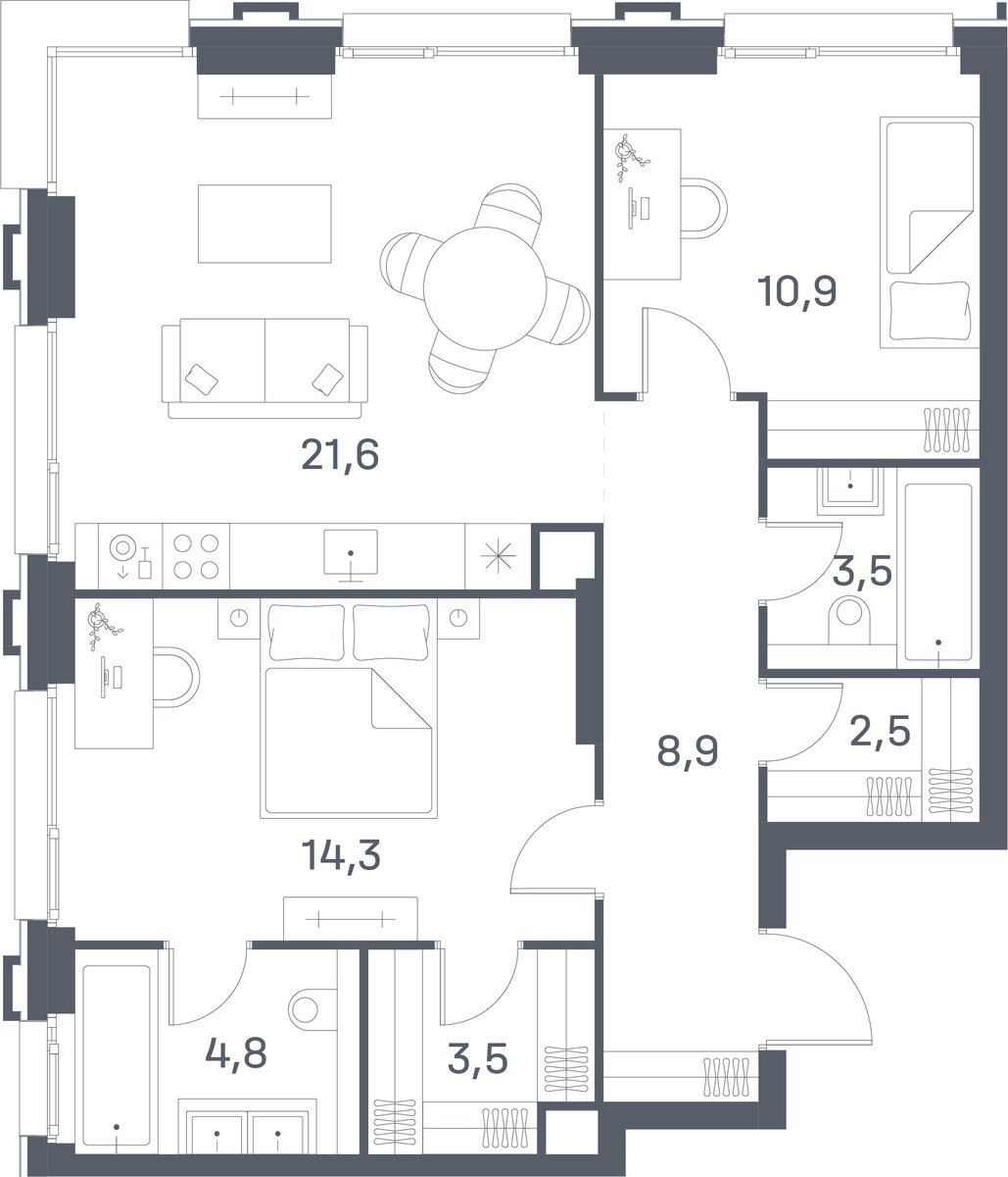 Планировка 70.0 м²