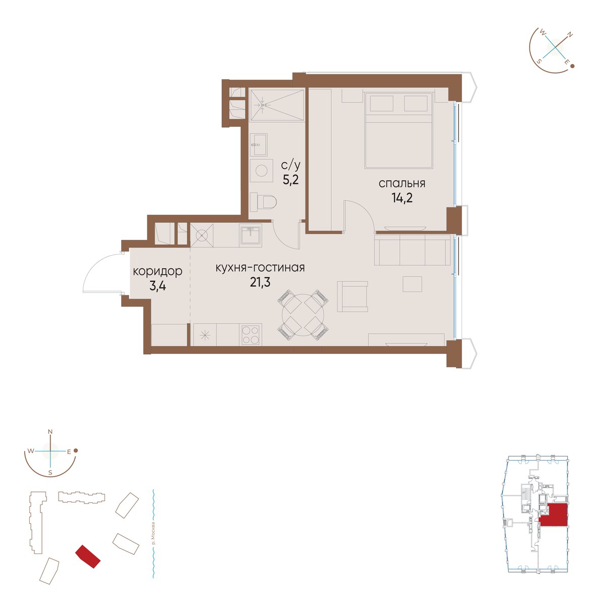 Планировка 44.1 м²