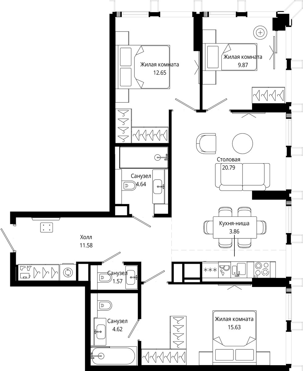 Планировка 85.4 м²
