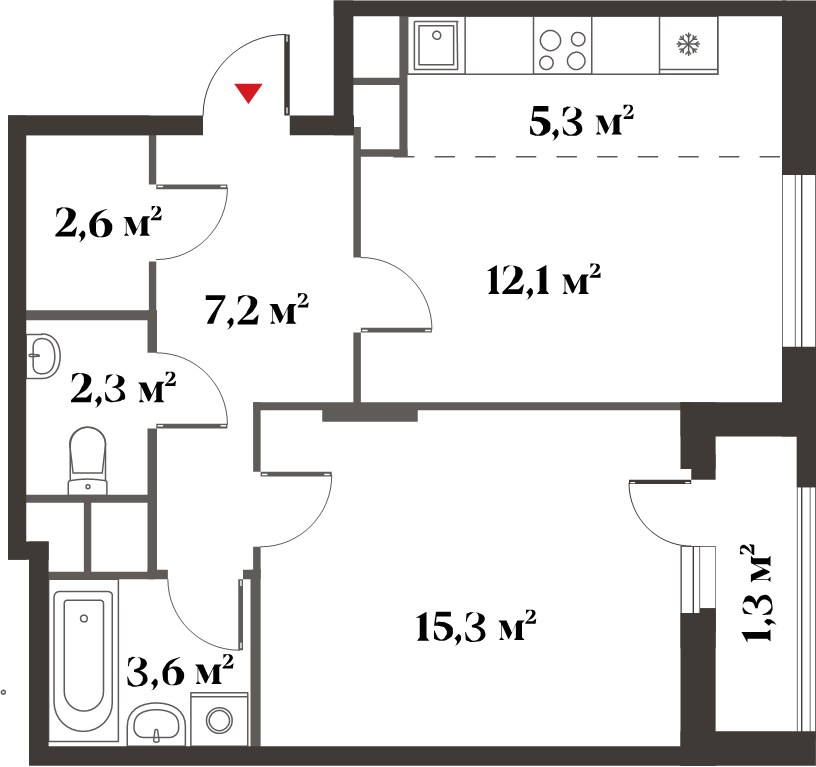 Планировка 49.0 м²