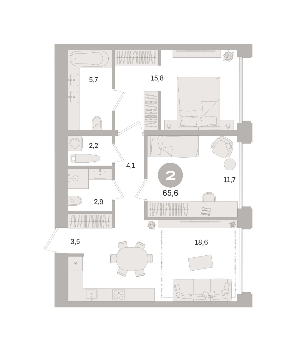 Планировка 65.6 м²