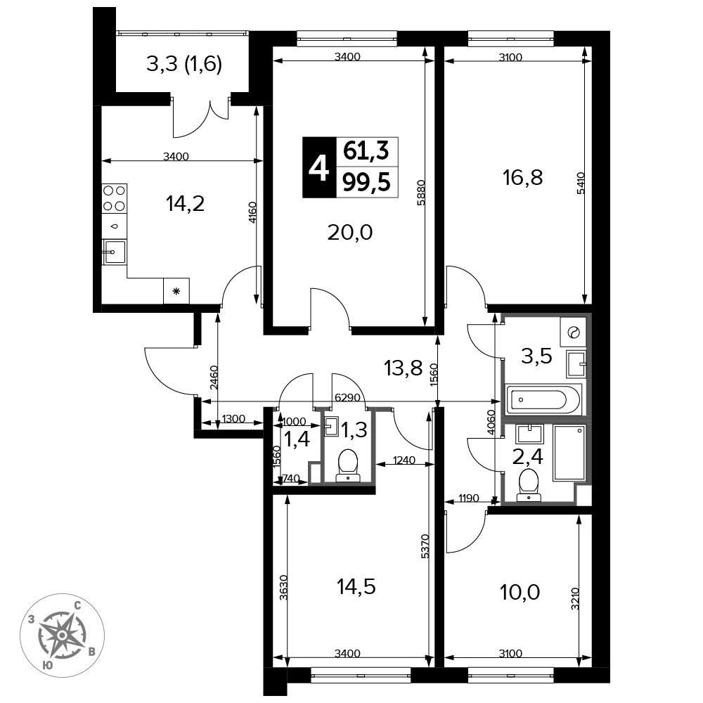 Планировка 100.5 м²