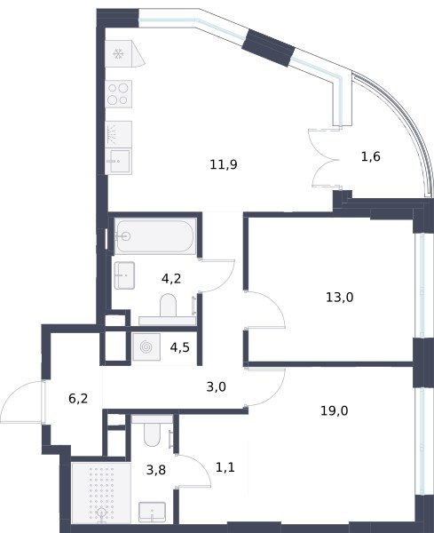 Планировка 68.3 м²