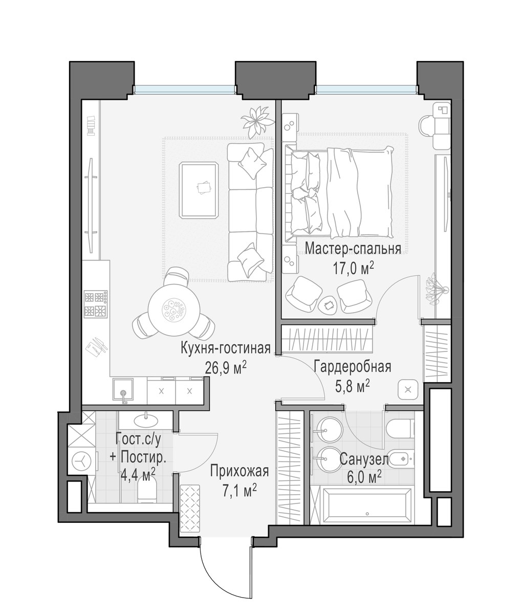 Планировка 67.2 м²