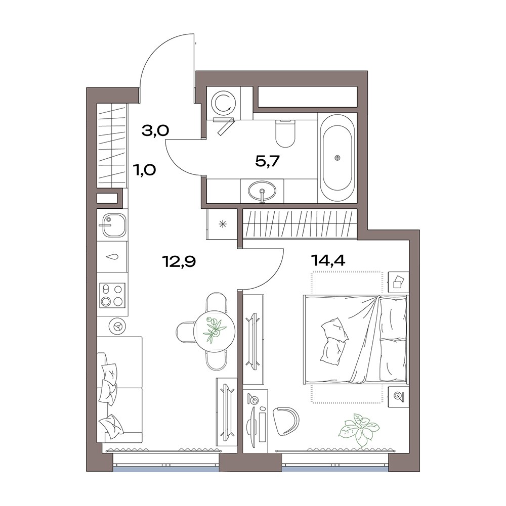 Планировка 37.0 м²