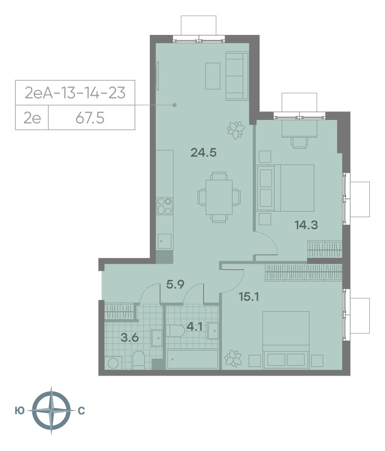 Планировка 67.6 м²