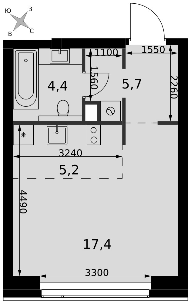 Планировка 32.7 м²