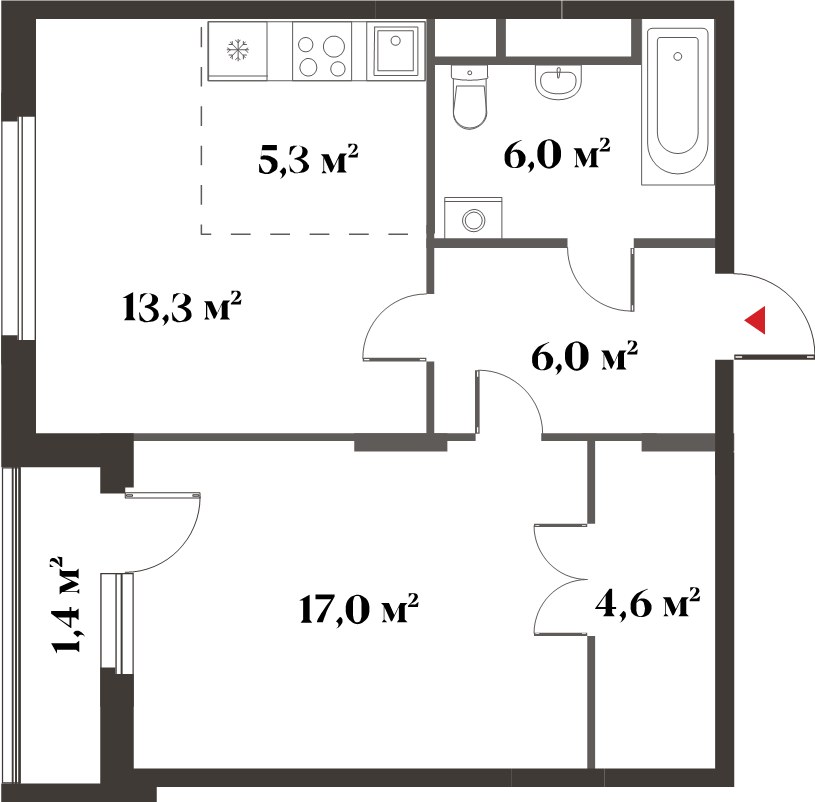 Планировка 52.0 м²