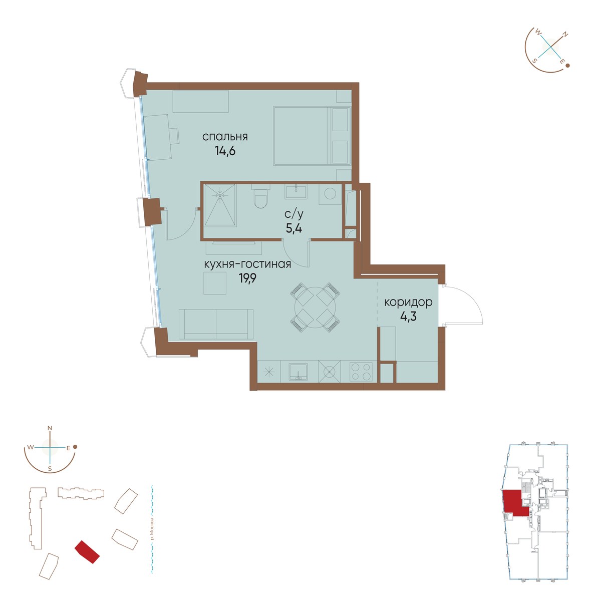 Планировка 44.2 м²
