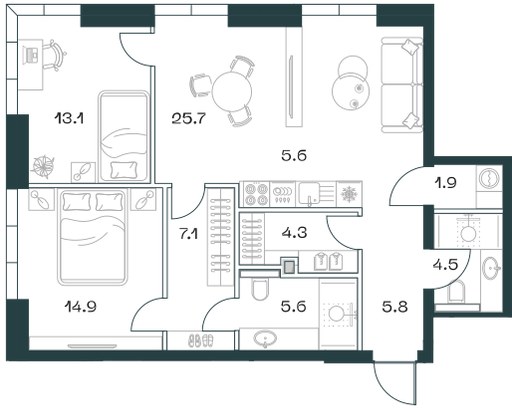 Планировка 88.3 м²