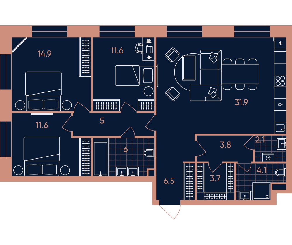 Планировка 101.2 м²
