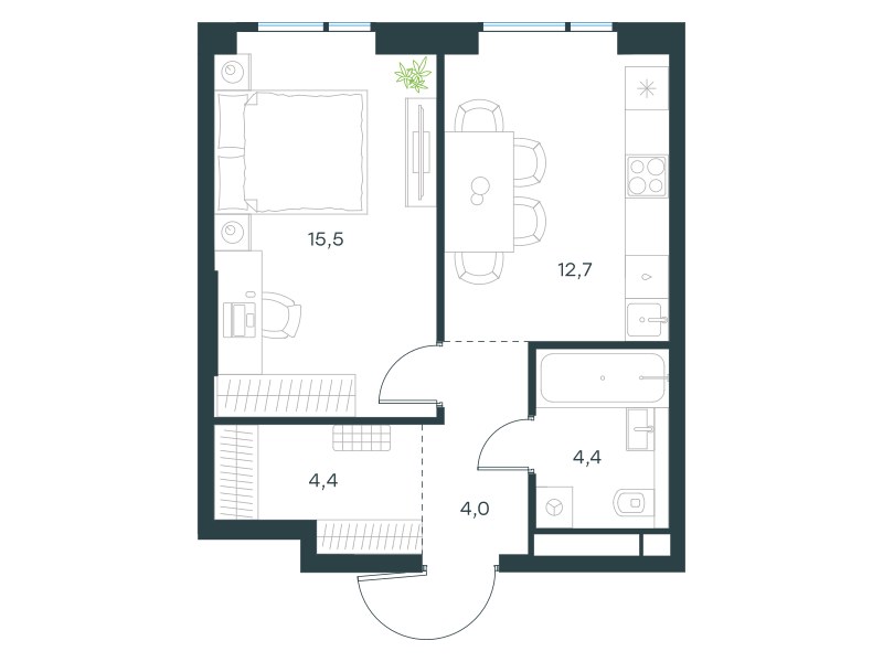 Планировка 41.0 м²