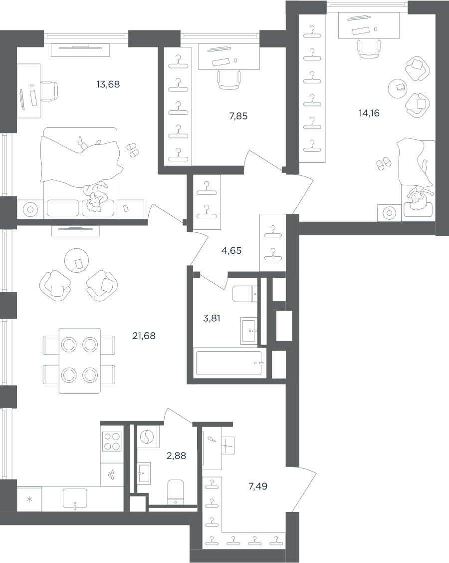 Планировка 76.2 м²