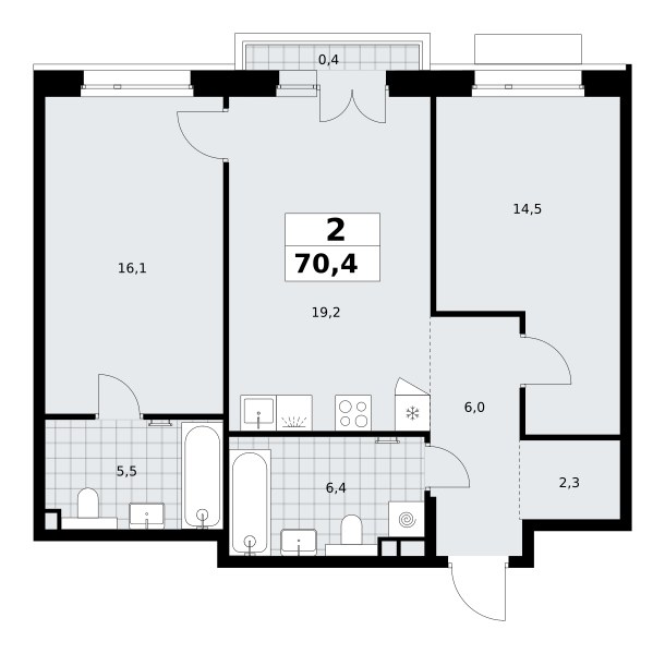 Планировка 70.4 м²