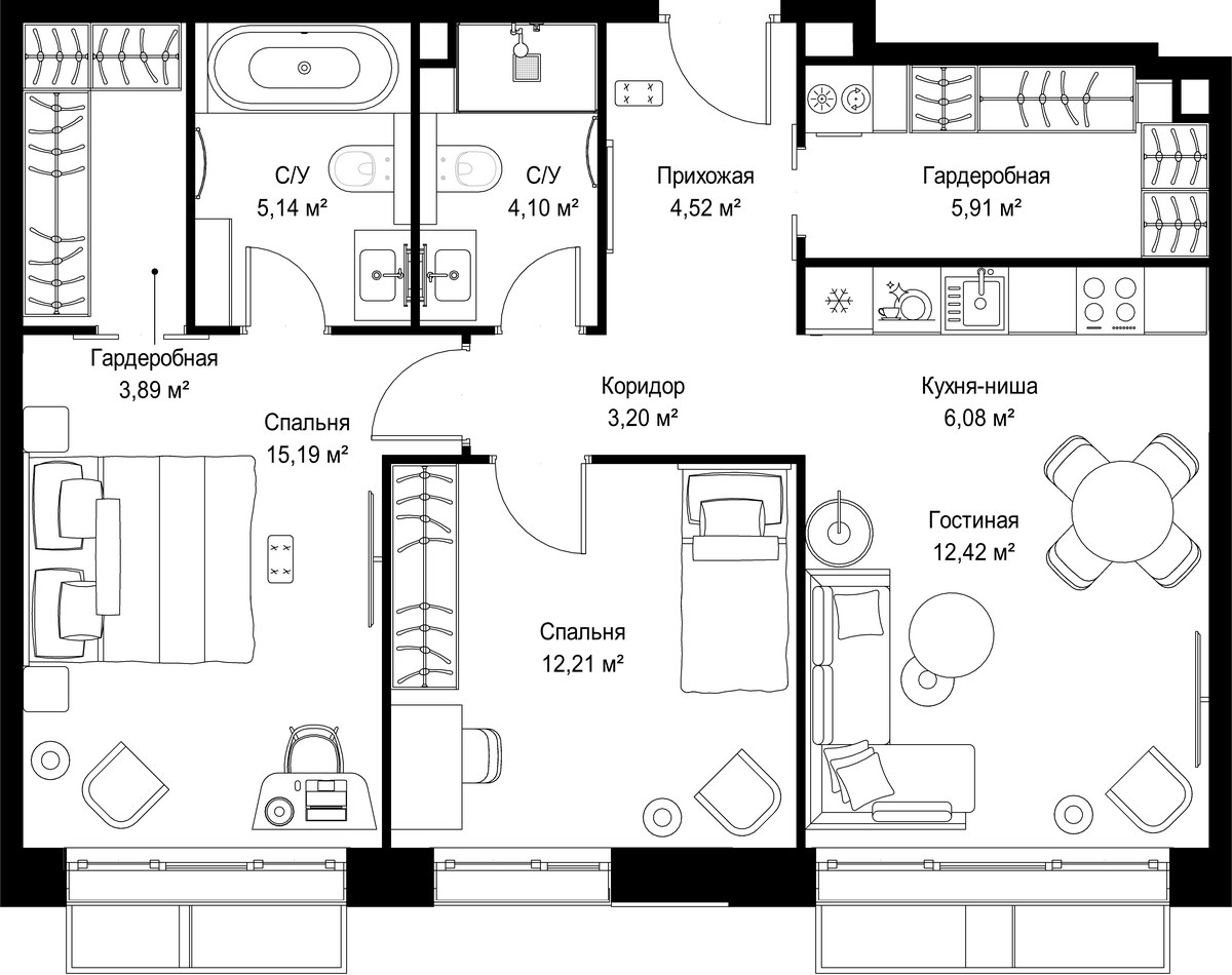 Планировка 72.66 м²