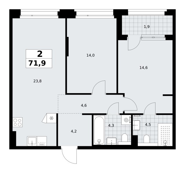 Планировка 71.9 м²