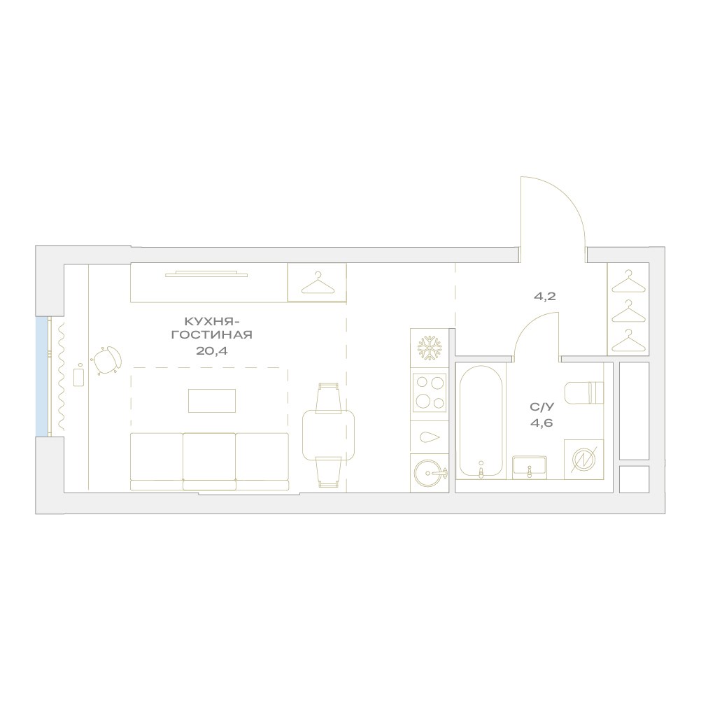 Планировка 29.2 м²