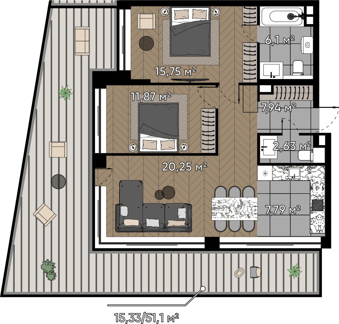 Планировка 87.66 м²