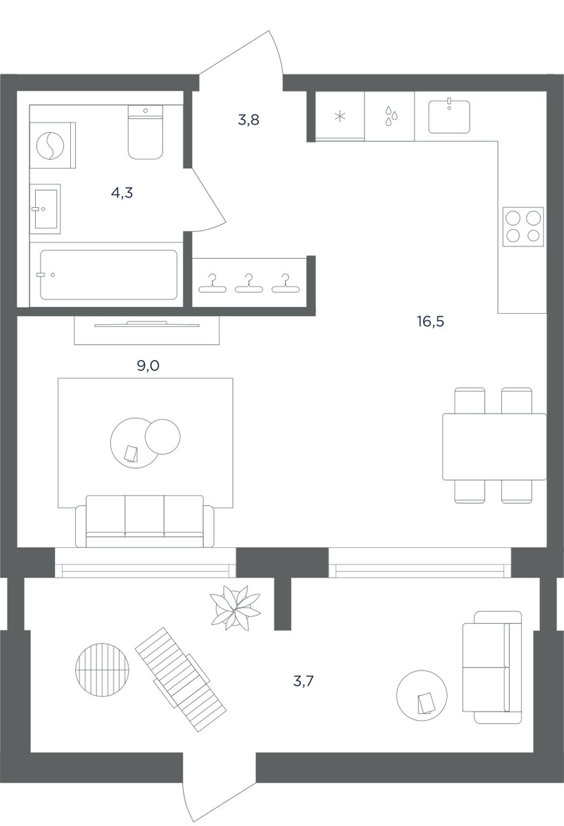 Планировка 37.3 м²