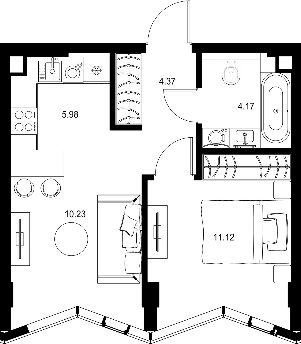 Планировка 35.87 м²