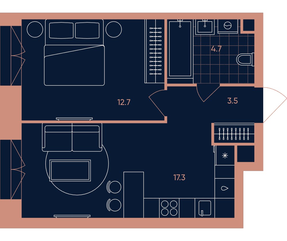 Планировка 38.2 м²