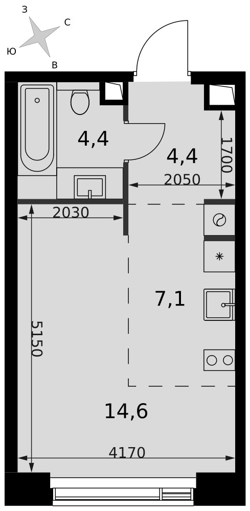 Планировка 30.5 м²