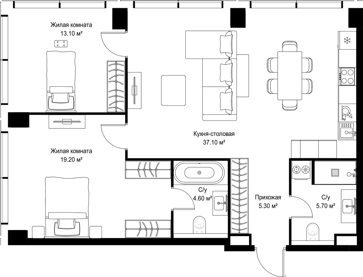 Планировка 85.0 м²