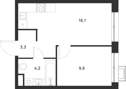 Планировка 33.2 м²