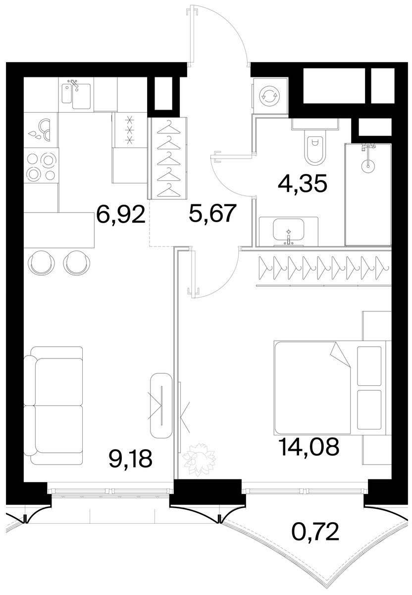 Планировка 40.82 м²