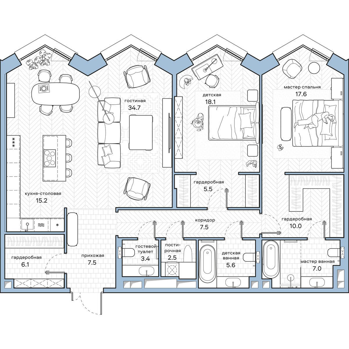 Планировка 140.7 м²