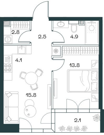 Планировка 46.0 м²