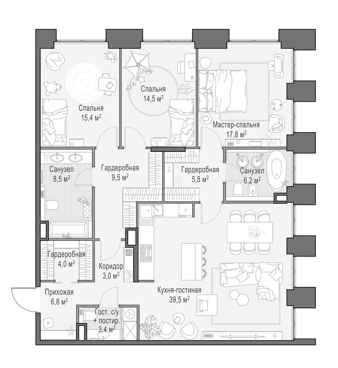 Планировка 135.5 м²