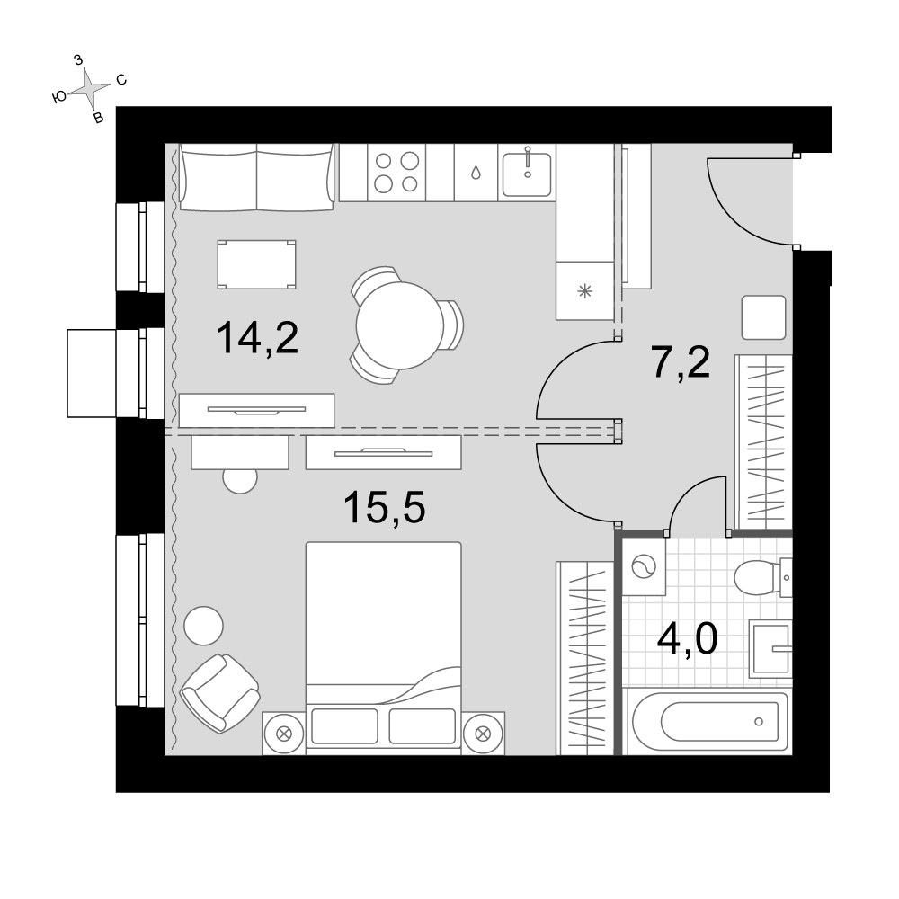 Планировка 40.9 м²
