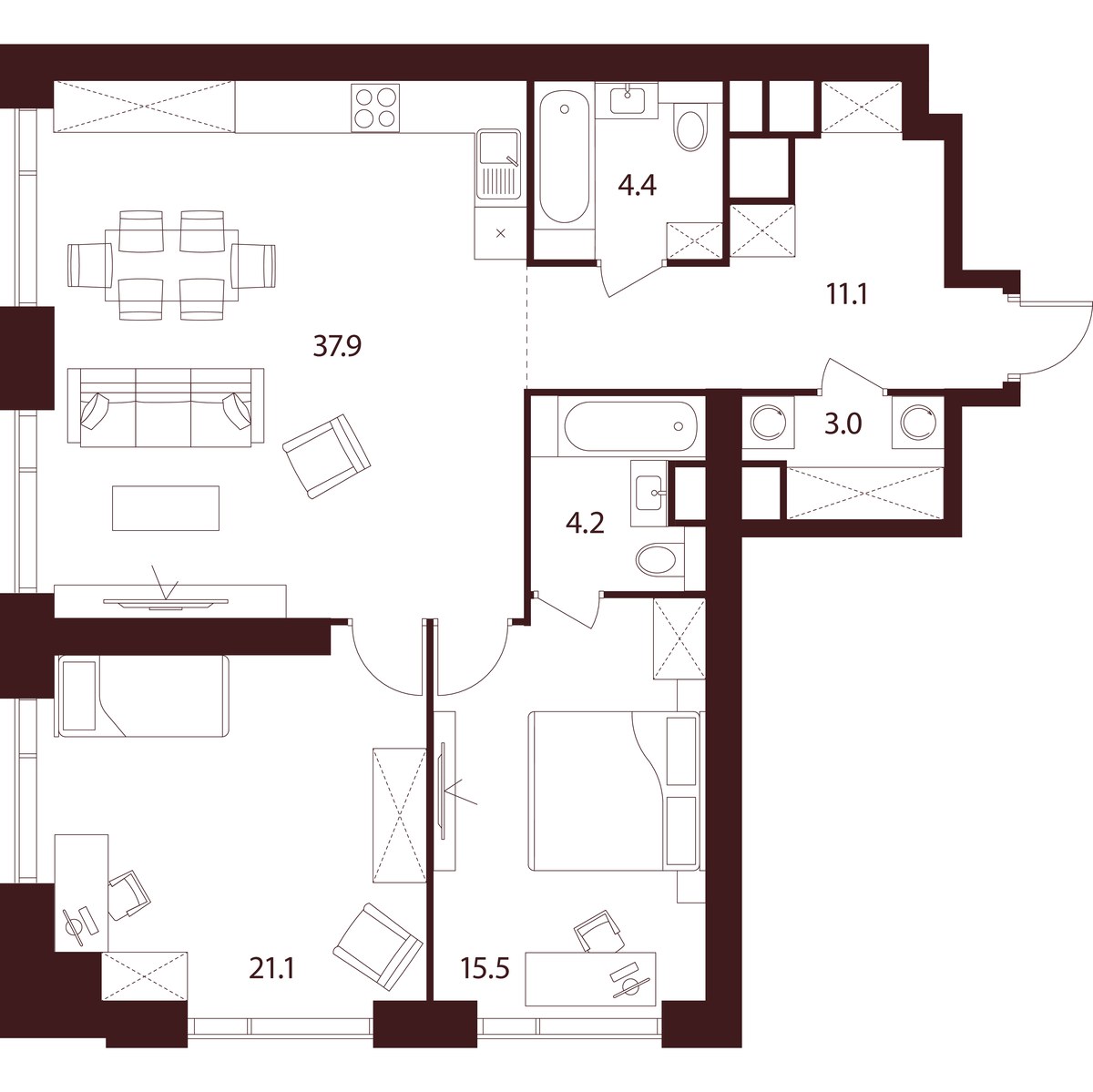 Планировка 97.2 м²