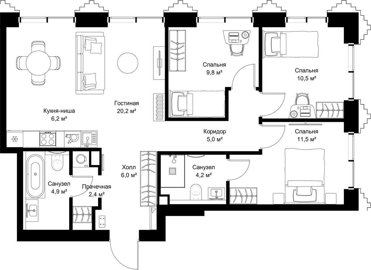 Планировка 80.7 м²