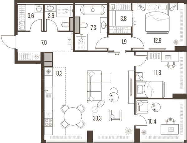Планировка 103.9 м²