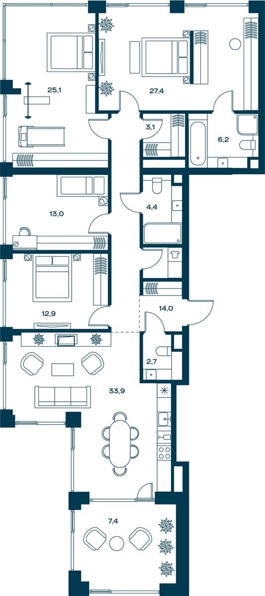 Планировка 159.4 м²