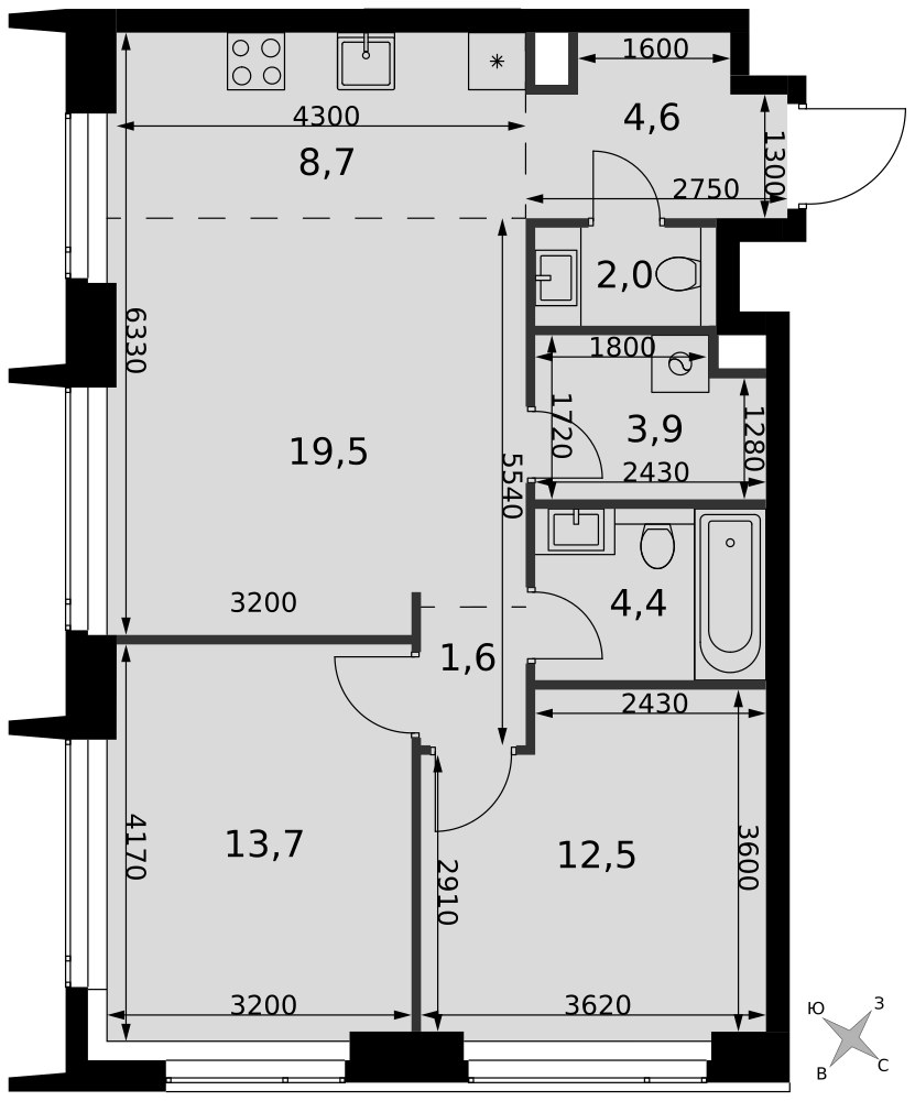 Планировка 70.9 м²