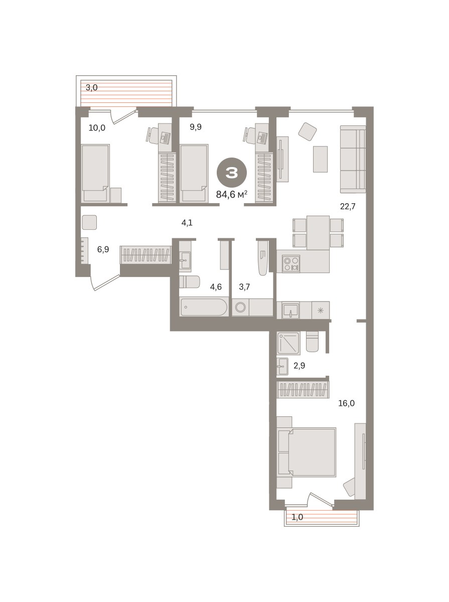 Планировка 84.63 м²