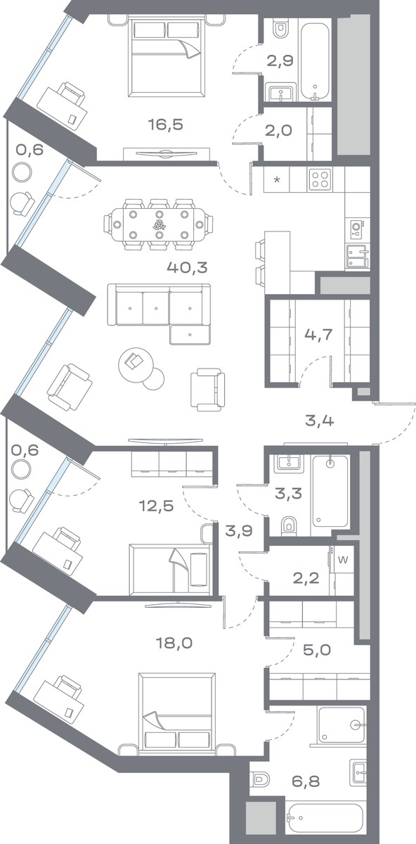 Планировка 122.43 м²