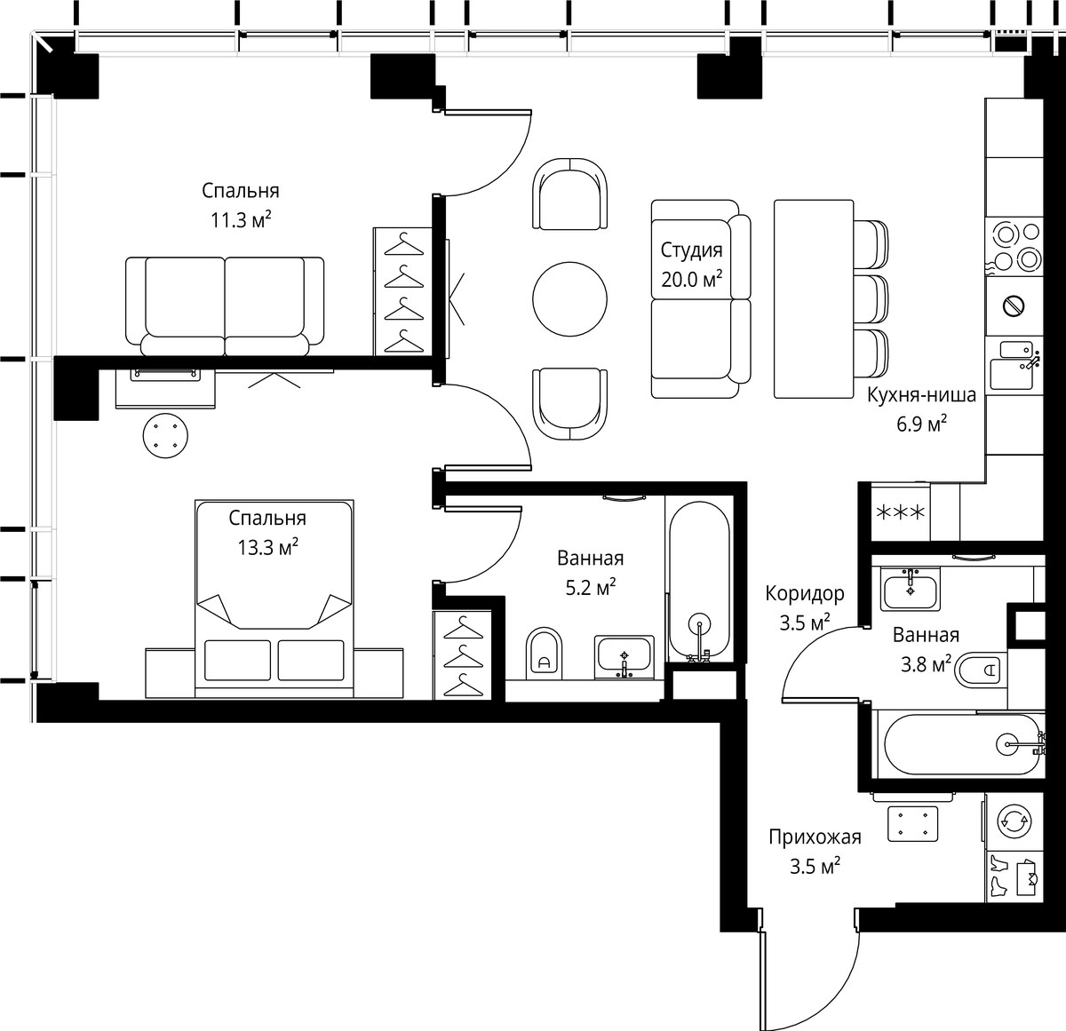 Планировка 67.5 м²