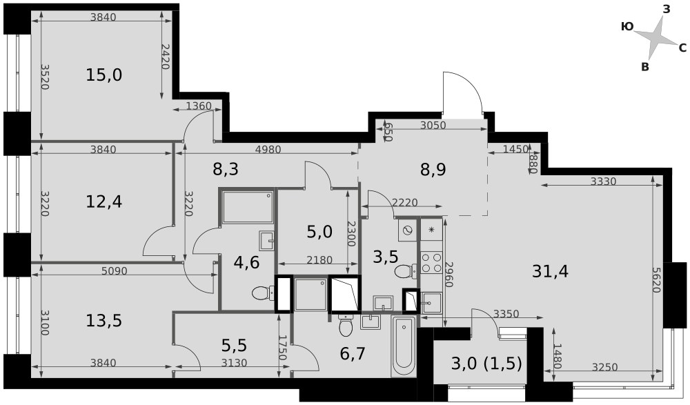 Планировка 116.3 м²