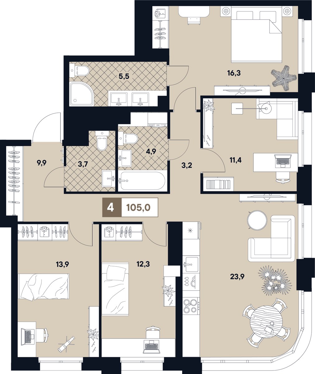 Планировка 105.0 м²