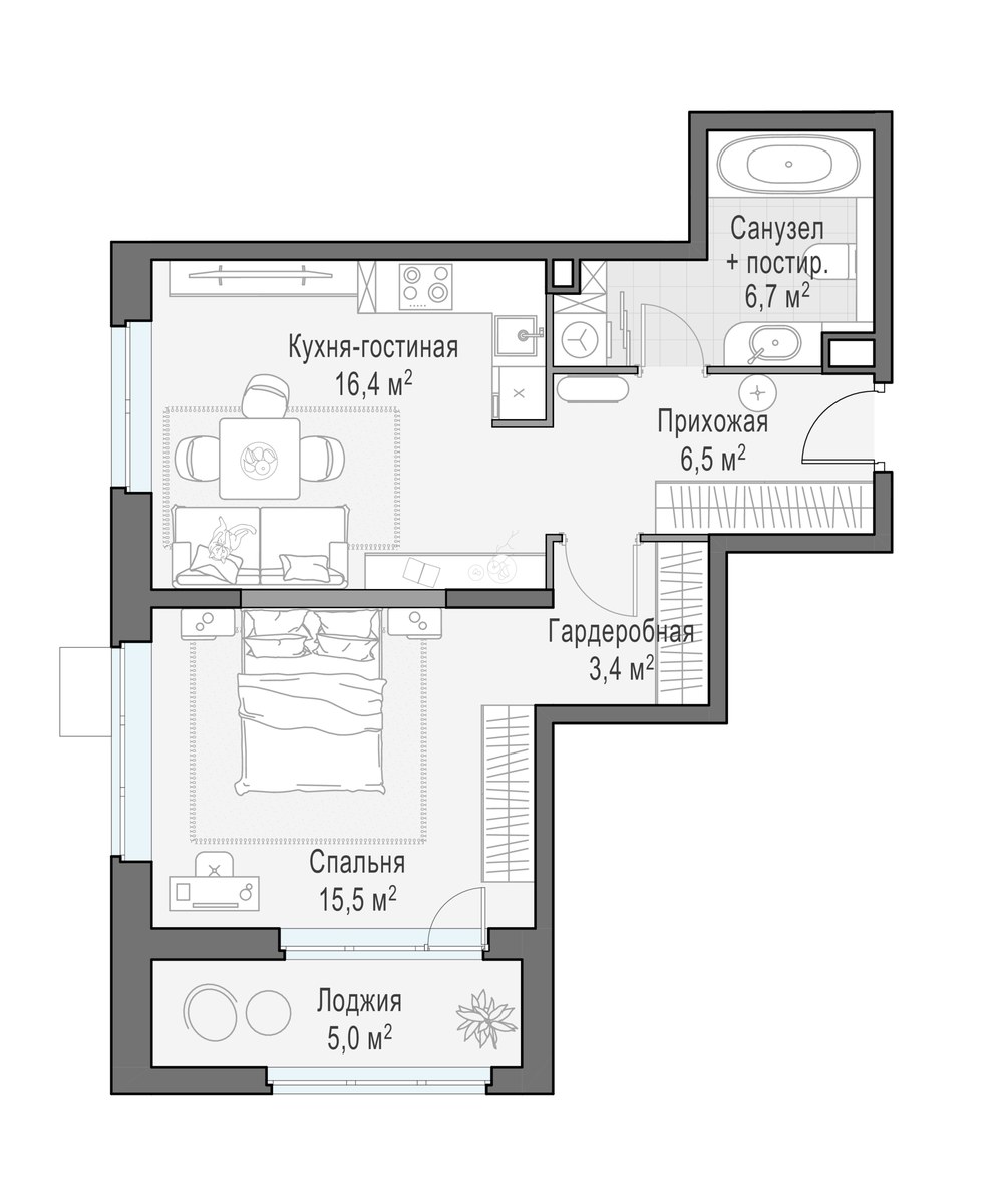Планировка 48.4 м²