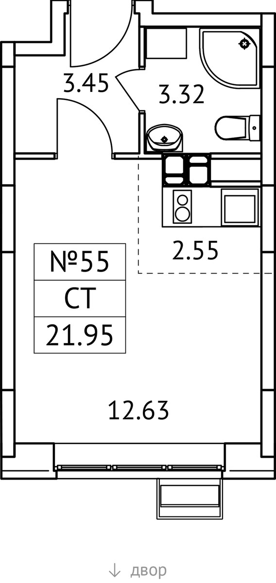 Планировка 21.95 м²