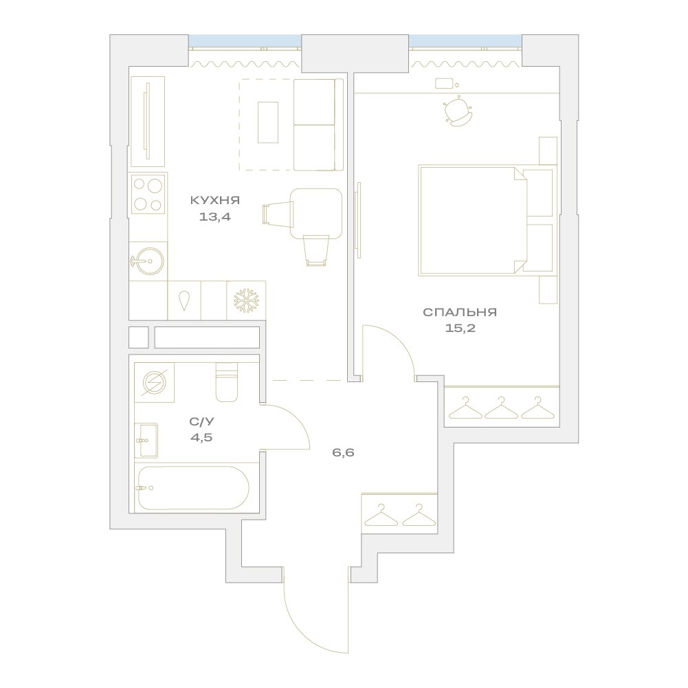 Планировка 40.5 м²